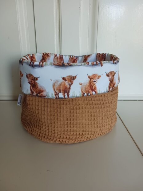 Commodemandje Schotse Hooglanders camel wafelstof