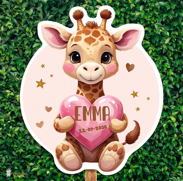 Geboortebord Happy Tails giraf