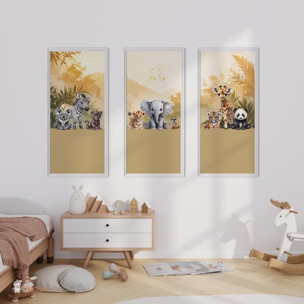 Behang panelen (set van 3) Jungle Touch of gold