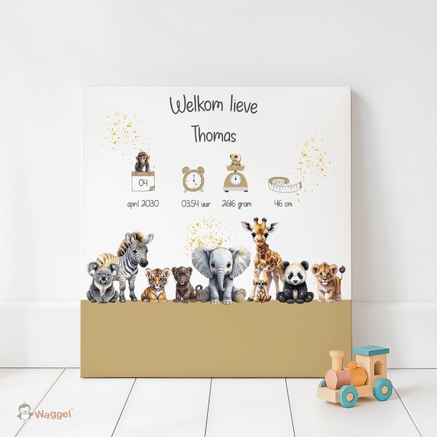 Geboorteschilderij Jungle Touch of gold