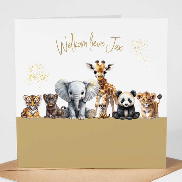 Geboortekaarten Jungle Touch of gold
