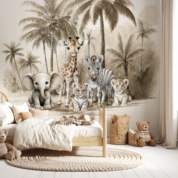 Velours naadloos behang Jungle naturel Little ones Adventure