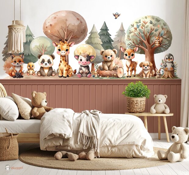 Behang Happy Tails met lambrisering