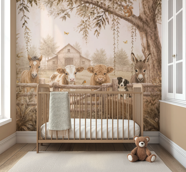 Behang Dreamy Farm Friends - Farm View -