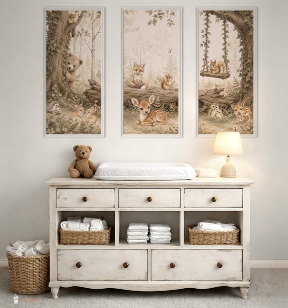 Behang panelen (set van 3) Dreamy Woodland 