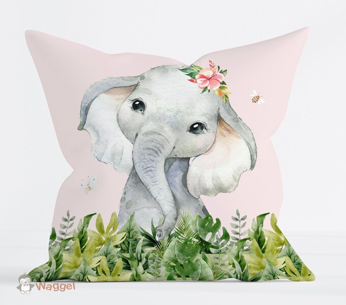 Sierkussen jungle olifant roze