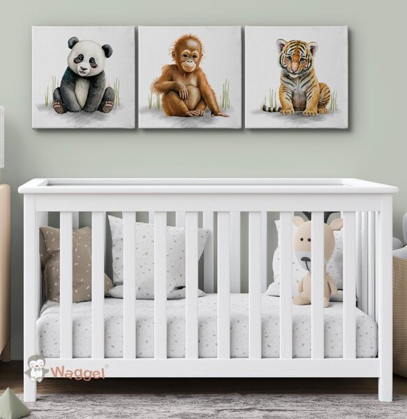 Canvas drieluik oerang oetan, tijger en panda African jungle
