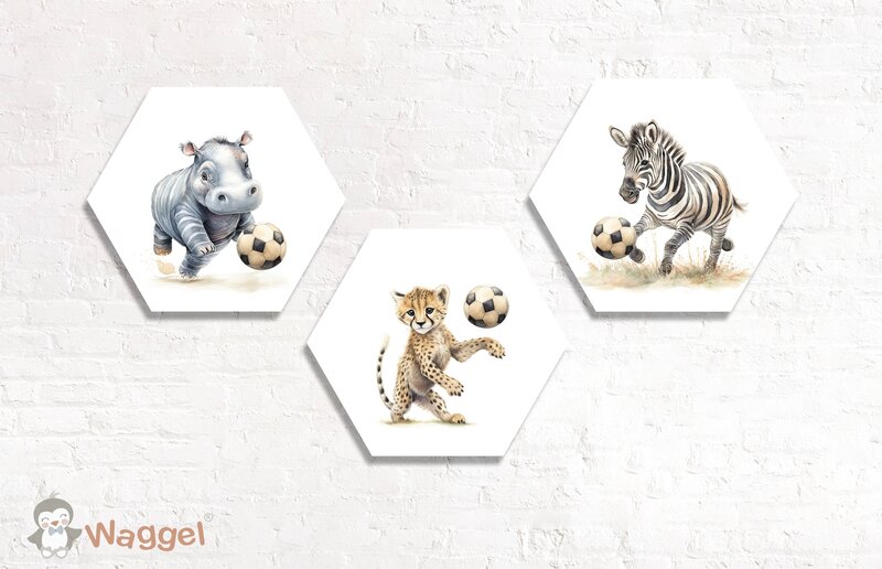 Hexagon set Jungle Ball nijlpaard, cheetah en zebra