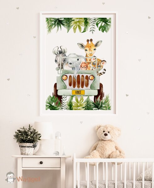 Poster jungle jeep met naam