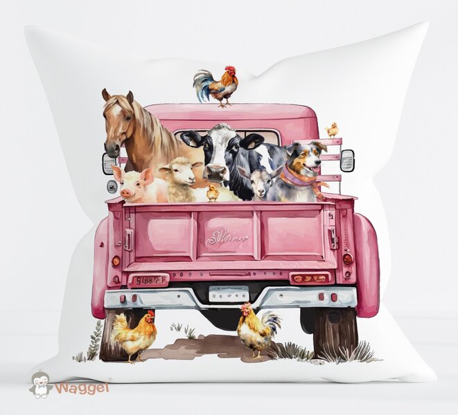 roze truck kussen