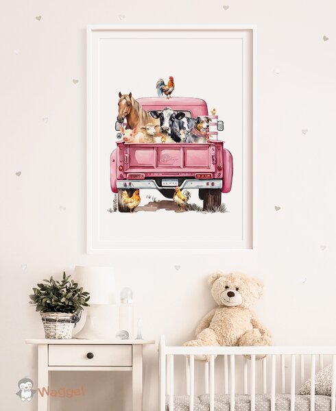 Poster Farmlife truck roze