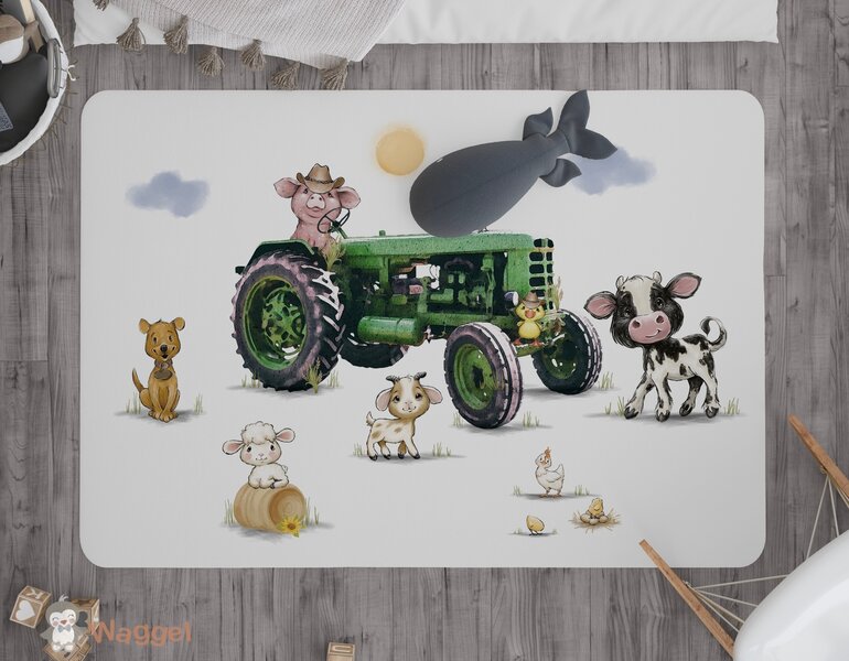 Vloermat boerderijdieren tractor rechthoek