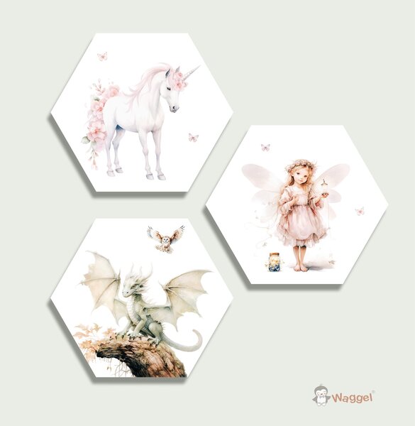 Hexagon set Fairy tale elfje en draak