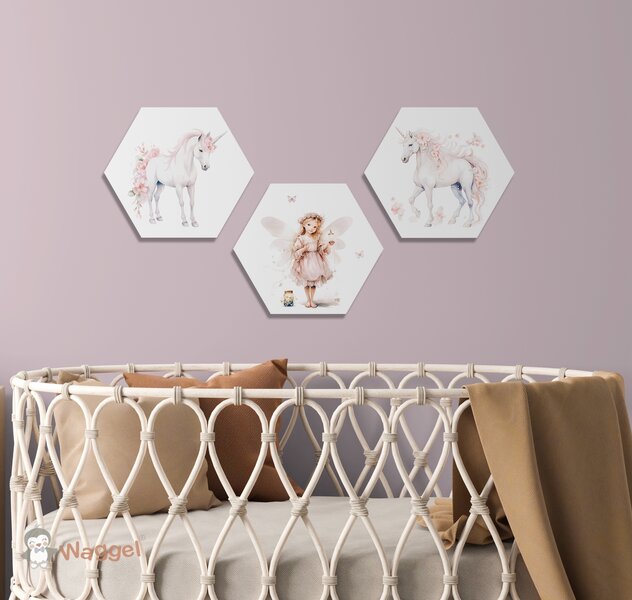 Hexagon set Fairy tale elfje en eenhoorns