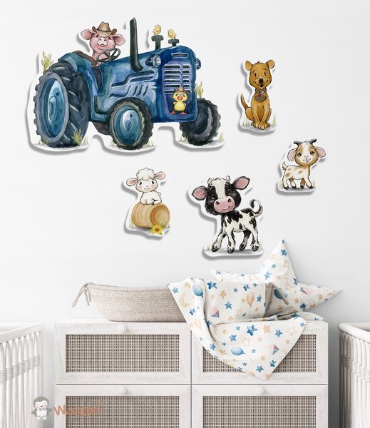 boerderijdieren muurdecoratie blauw