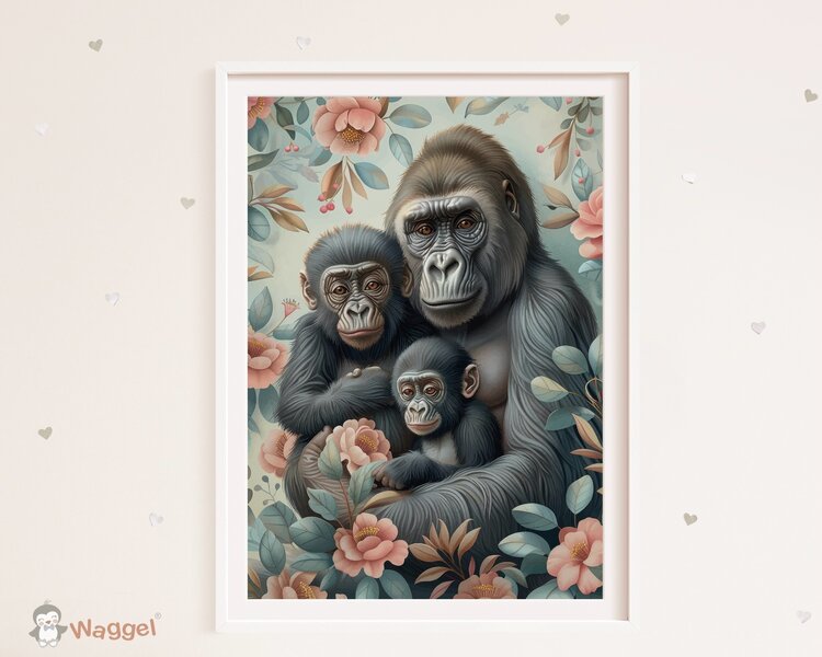 Poster Wildlife gorilla met jongen