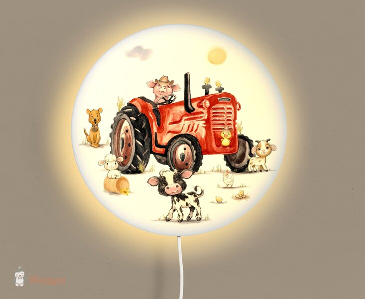 Wandlamp rond boerderijdieren tractor