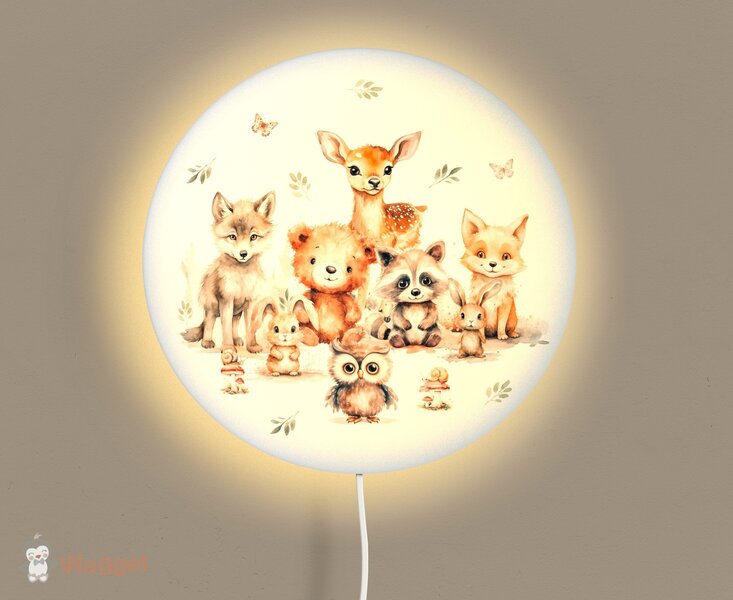 Wandlamp rond Dreamy woods babies 30 cm