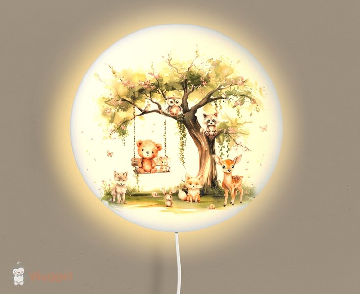 Wandlamp rond Dreamy woods babies swing pink 40 cm 