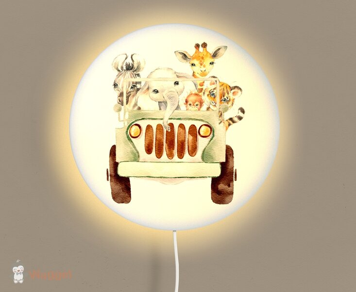 Wandlamp rond jungle jeep 30 cm