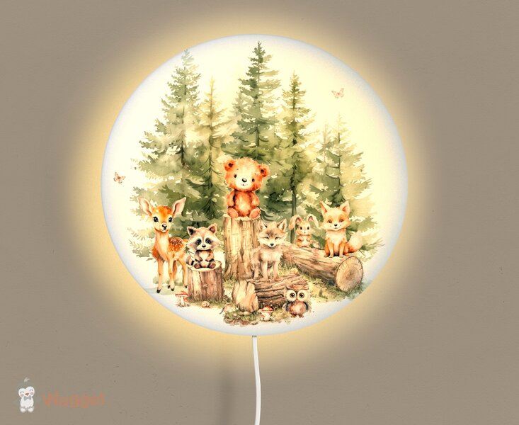 Wandlamp rond Dreamy woods babies on trees 30 cm