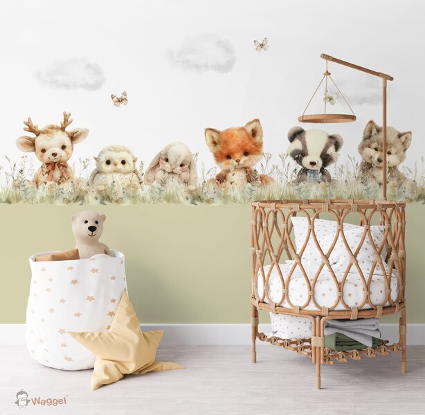 Behang sample Sweethearts bosdieren groene onderzijde