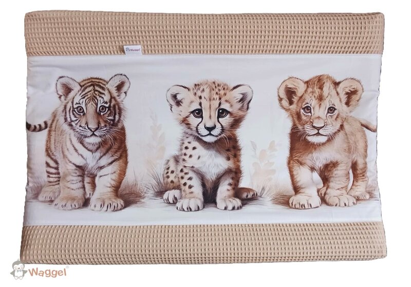 Aankleedkussenhoes Jungle naturel tijgertje, leeuwtje en cheetah