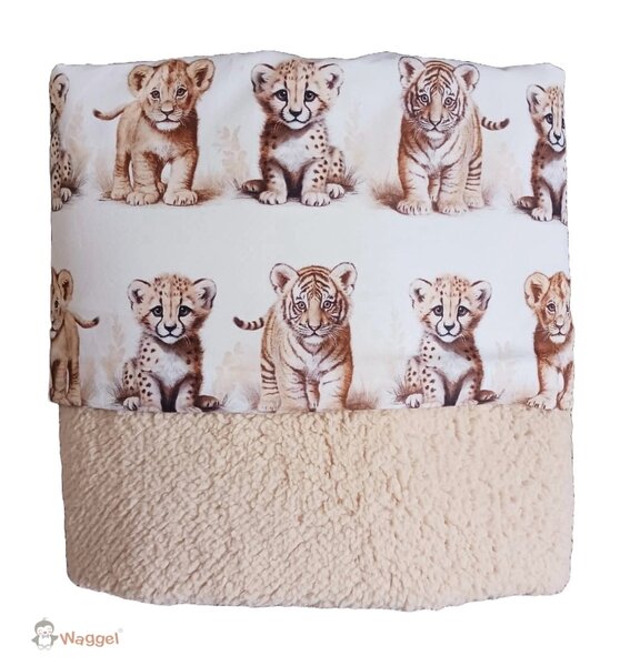 Ledikantdeken Jungle naturel tijgertje, leeuwtje en cheetah