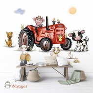 tractor rood behang
