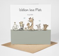 jungle cuties groen geboortekaartje