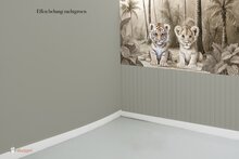 Behang effen op rol bijpassend bij bedrukt lambrisering behang