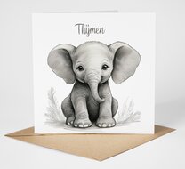 Proefdruk geboortekaartje Jungle naturel olifantje