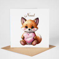 Proefdruk geboortekaartje Happy Tails vosje