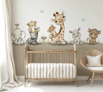 Naadloos fotobehang jungle cuties aardetint onderzijde