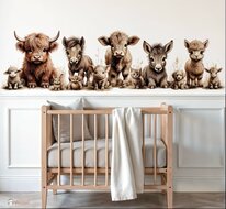 Naadloos fotobehang boerderijdieren naturel (geschikt voor een brede en smalle muur bijv. boven lambrisering)