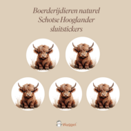 Sluitstickers boerderijdieren naturel Schotse Hooglander
