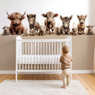 Velours naadloos behang boerderijdieren naturel -aardetint onderzijde-