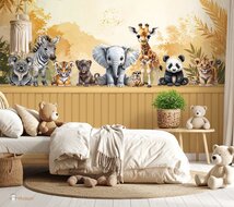 Behang sample Jungle Touch of gold "Together" met bedrukte lambrisering