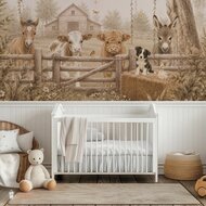 Behang Dreamy Farm Friends - Farm View - (geschikt voor smalle en brede muren)
