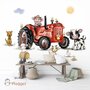 Behang sample boerderijdieren tractor rood