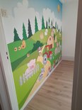 Behang boerderijdieren landschap