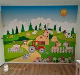 Behang boerderijdieren landschap