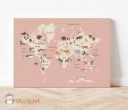 Canvasdoek wereldkaart 60x40 cm