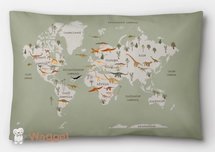 Sierkussen dino wereldkaart 60x40 cm