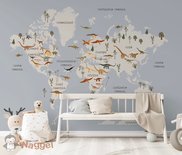 Behang dino wereldkaart