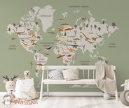 Behang dino wereldkaart