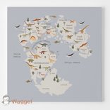 Canvas prehistorische dino wereldkaart 40x40 cm