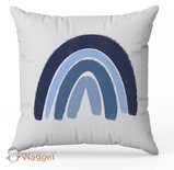 Sierkussen kijk mij nou! konijn regenboog blauw