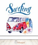 Behang bus rood surfing Behang bus rood surfing