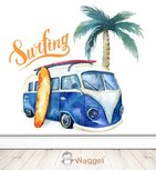Behang bus blauw surfing Behang bus blauw surfing